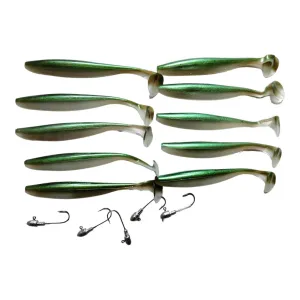 10pcs Soft Plastic Paddle Tail Shad Green Colour 12cm  S3118 Bonus 5 Jig heads