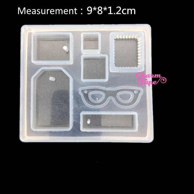 7 Cavity Pendant Making Silicone mold charm mold flexible, with Holes Mold, Eye Glasses Z0083