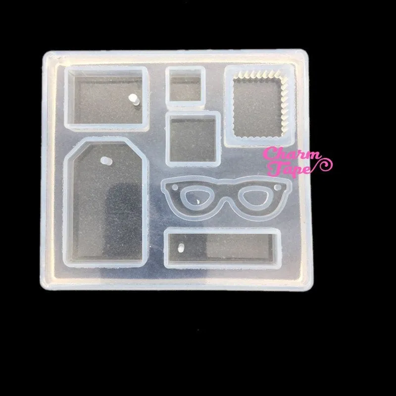 7 Cavity Pendant Making Silicone mold charm mold flexible, with Holes Mold, Eye Glasses Z0083