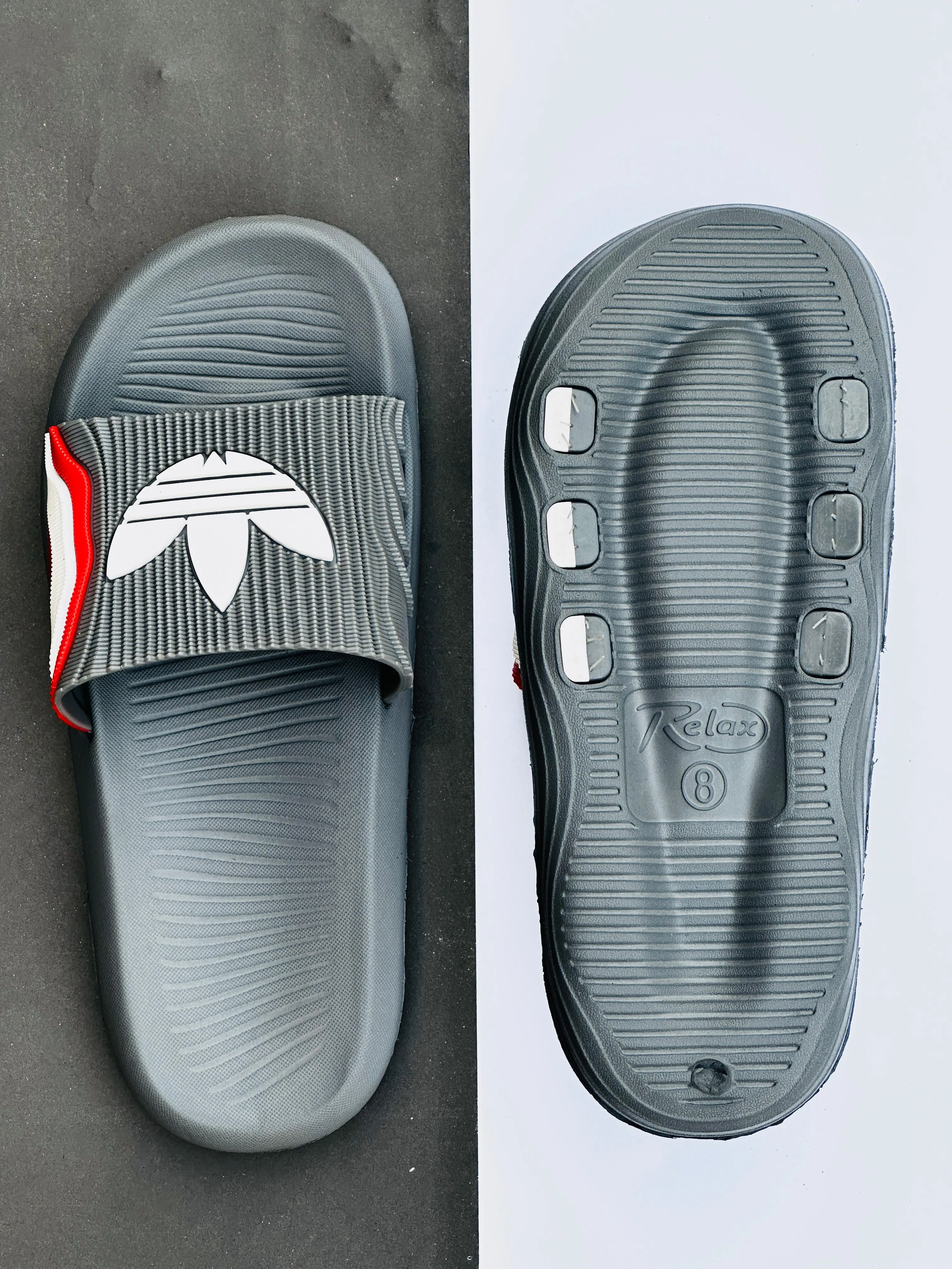 Adidas Relax Slide Sandals in Gray
