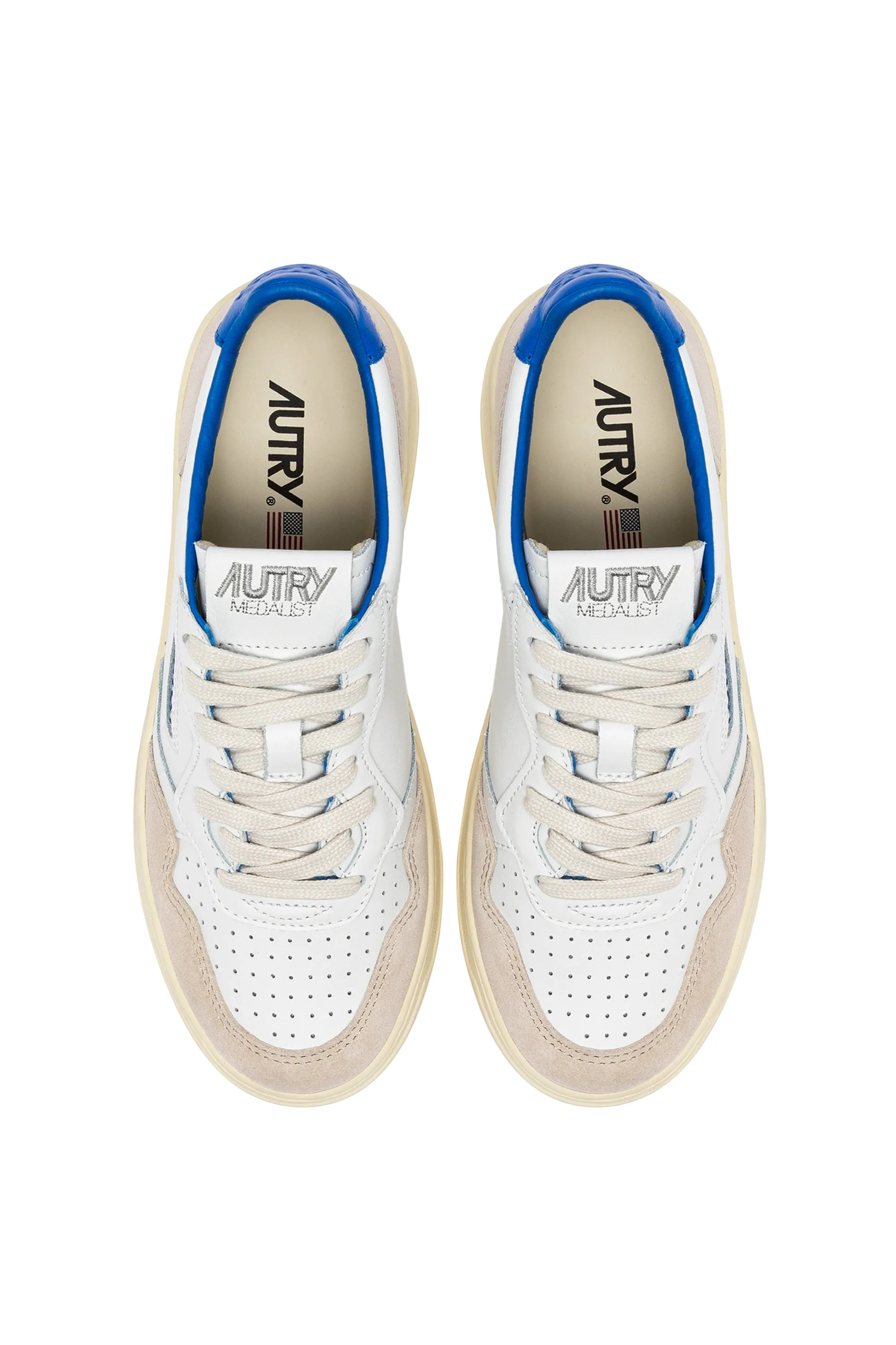 Autry Sneakers Medalist Low Man Match Suede Bianco Uomo