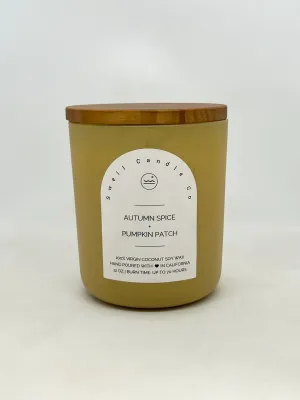 Autumn Spice & Pumpkin Patch Coconut Soy Candle with Wooden Wick