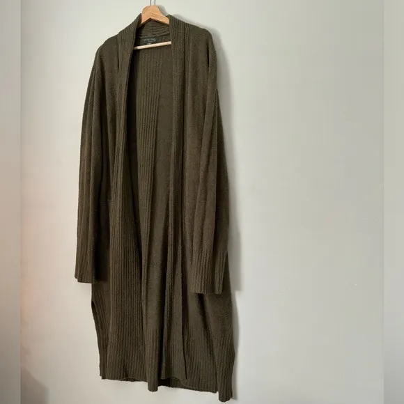 Barefoot Dreams Olive Green Catalina Long Line Split Cardigan