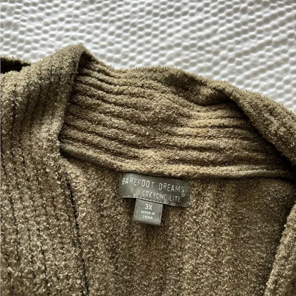 Barefoot Dreams Olive Green Catalina Long Line Split Cardigan