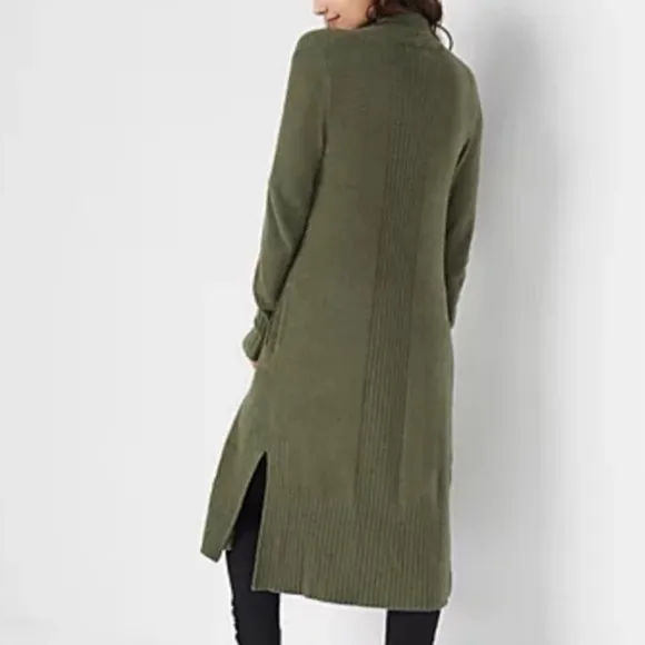 Barefoot Dreams Olive Green Catalina Long Line Split Cardigan