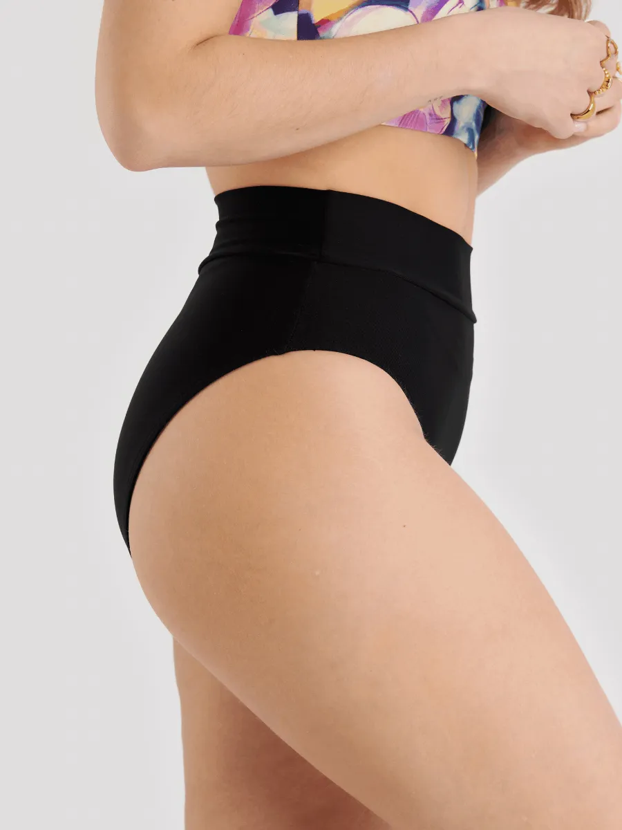 Bas de Bikini Taille Haute Classique - Noir