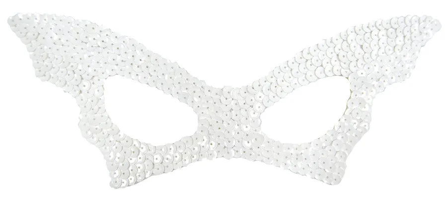 Bat Mask Sequin White  Mask