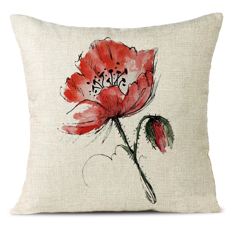 Beautiful Flower Linen Pillowcase