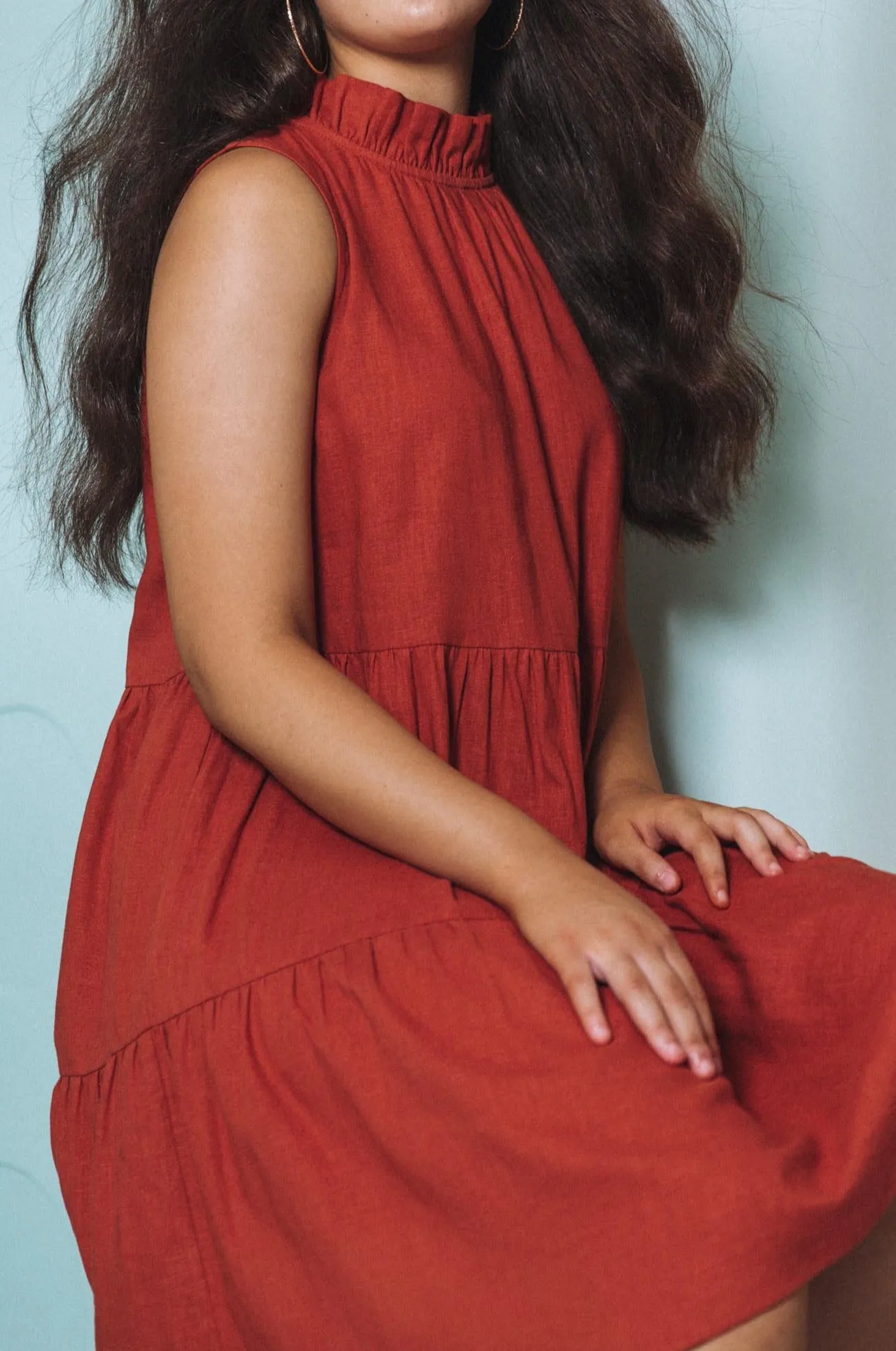 Belize Frill Dress - Rust