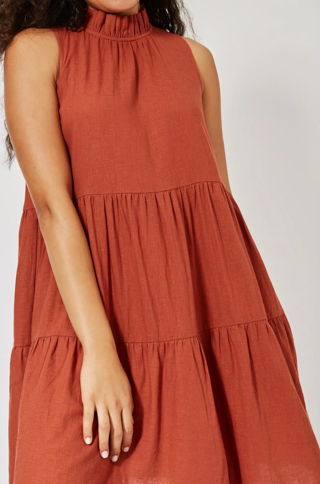 Belize Frill Dress - Rust