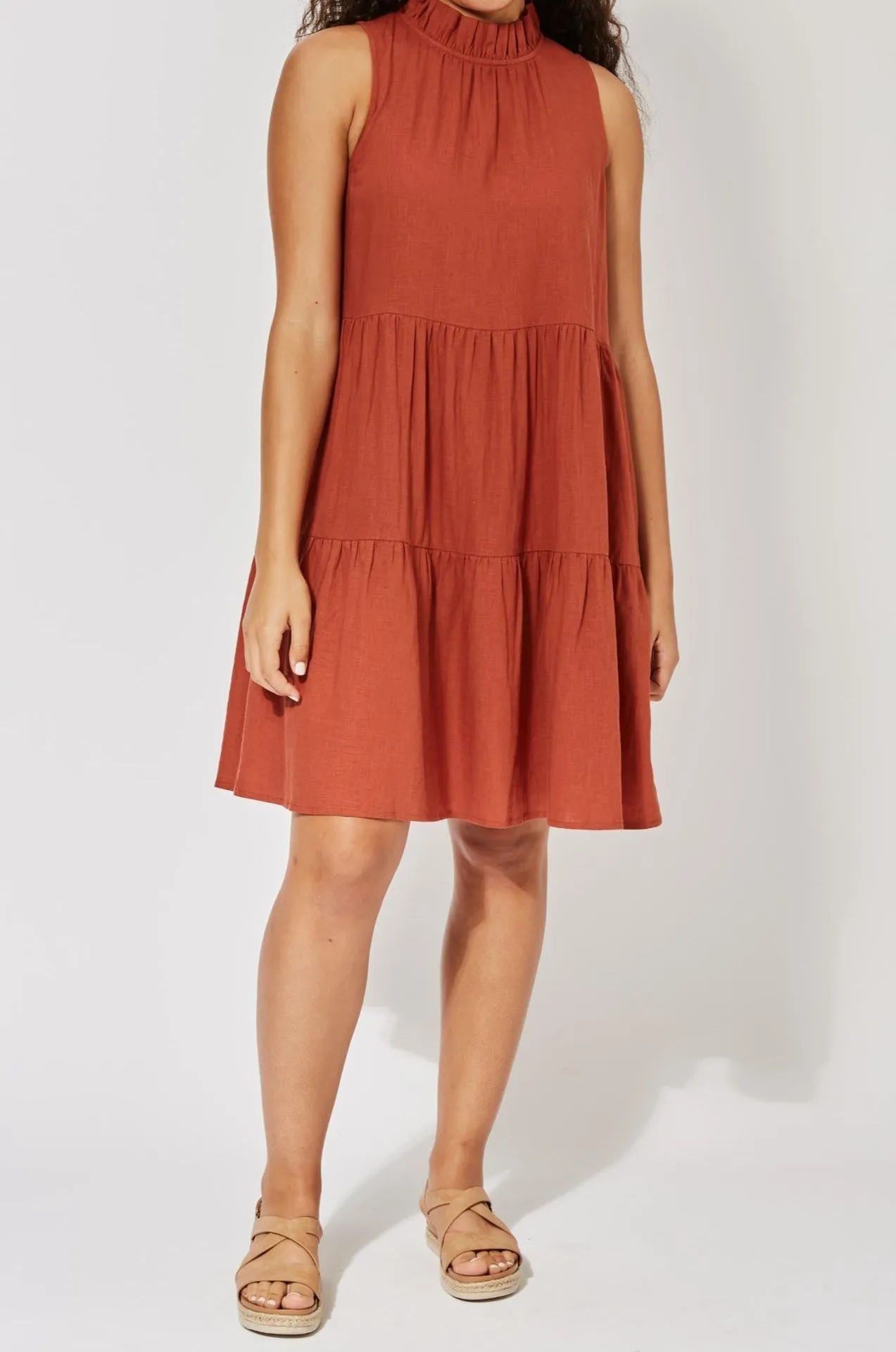 Belize Frill Dress - Rust