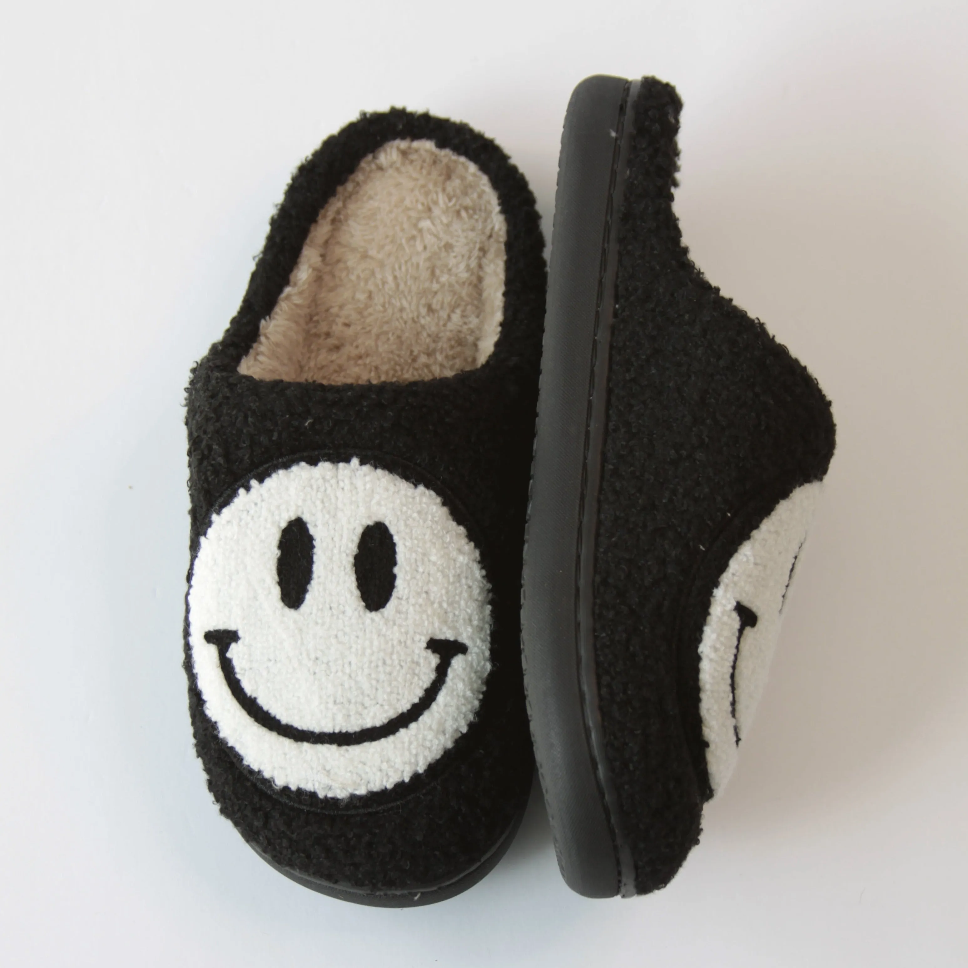 Black and White Happy Slippers