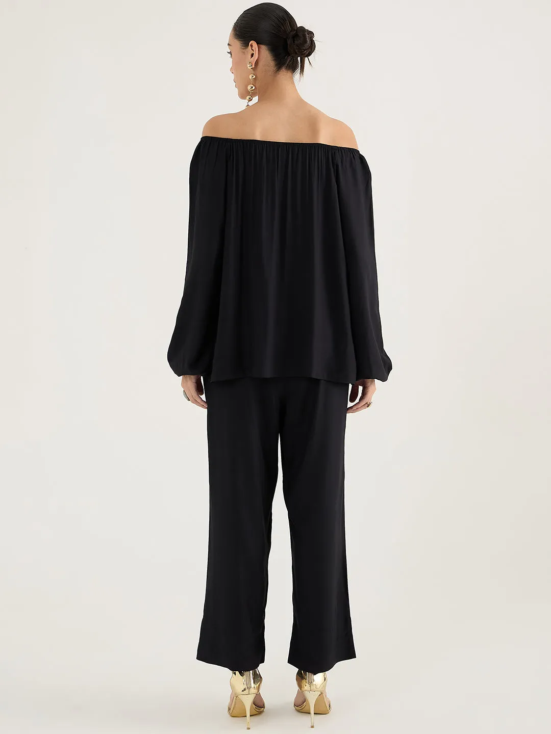 Black Off Shoulder Co-Ord Set