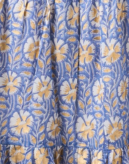 Blue and Gold Print Dress