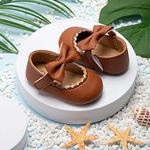 Bow-Topped Mary Jane Flats: Soft Sole Shoes for Infant Girls