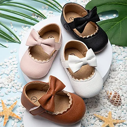 Bow-Topped Mary Jane Flats: Soft Sole Shoes for Infant Girls