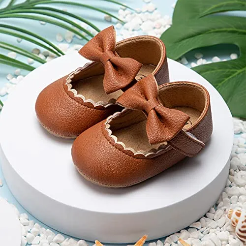 Bow-Topped Mary Jane Flats: Soft Sole Shoes for Infant Girls