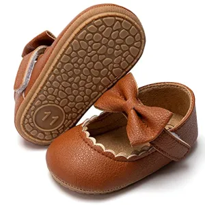 Bow-Topped Mary Jane Flats: Soft Sole Shoes for Infant Girls