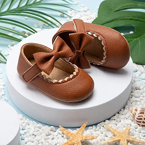 Bow-Topped Mary Jane Flats: Soft Sole Shoes for Infant Girls