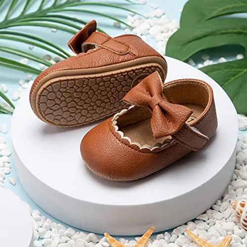 Bow-Topped Mary Jane Flats: Soft Sole Shoes for Infant Girls