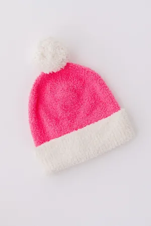 Bright Pink/Coconut Cozy Pom Beanie