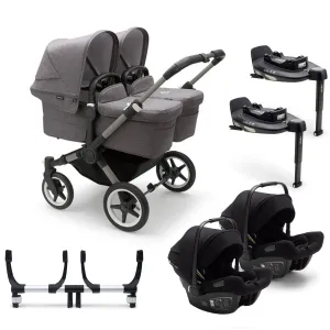 Bugaboo Donkey 5 Twin Complete Turtle Travel System - Grey Mélange