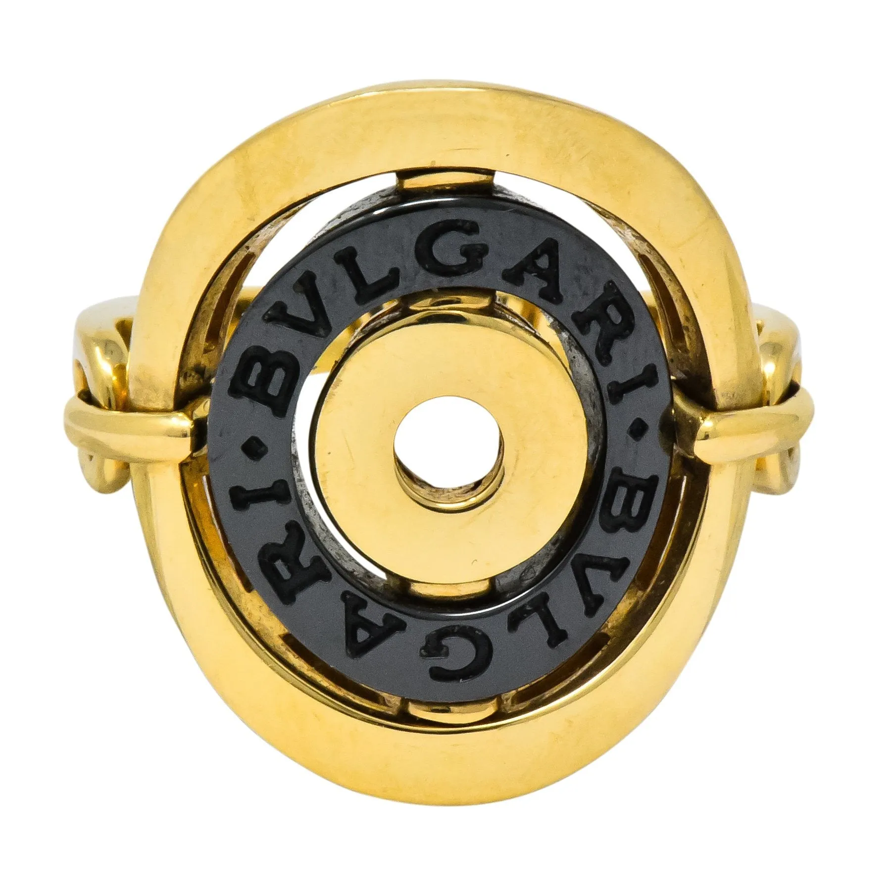 Bulgari 18 Karat Gold Ceramic Astrale Cerchi Flexible Ring