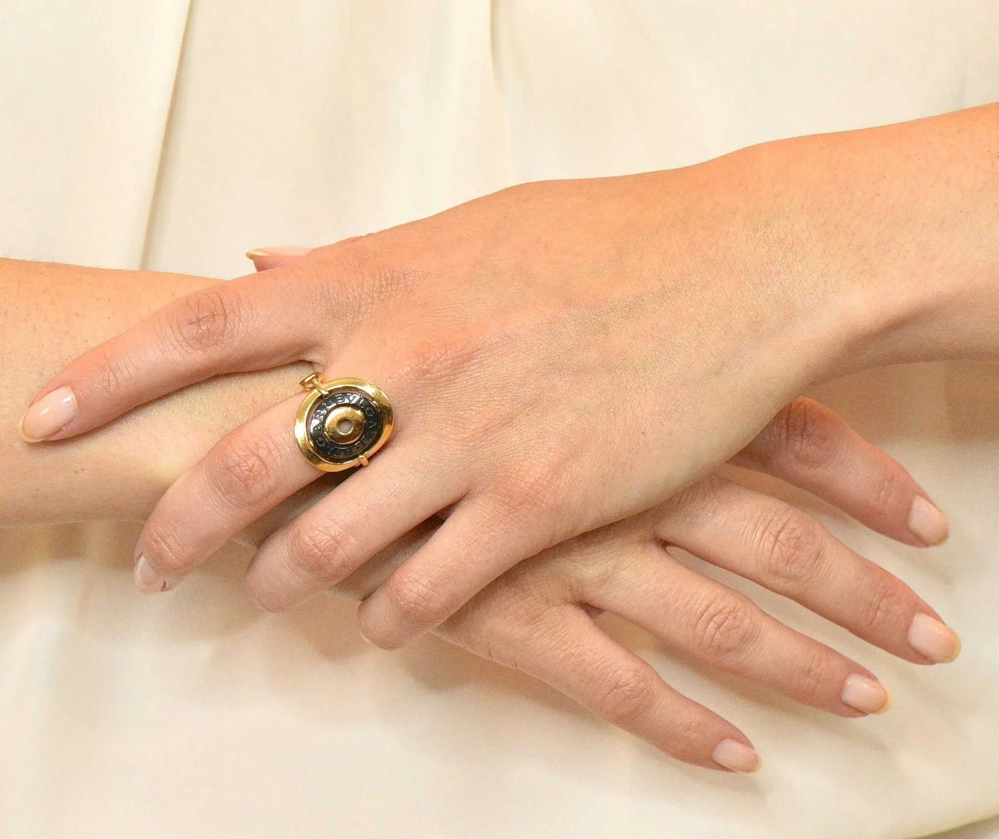 Bulgari 18 Karat Gold Ceramic Astrale Cerchi Flexible Ring