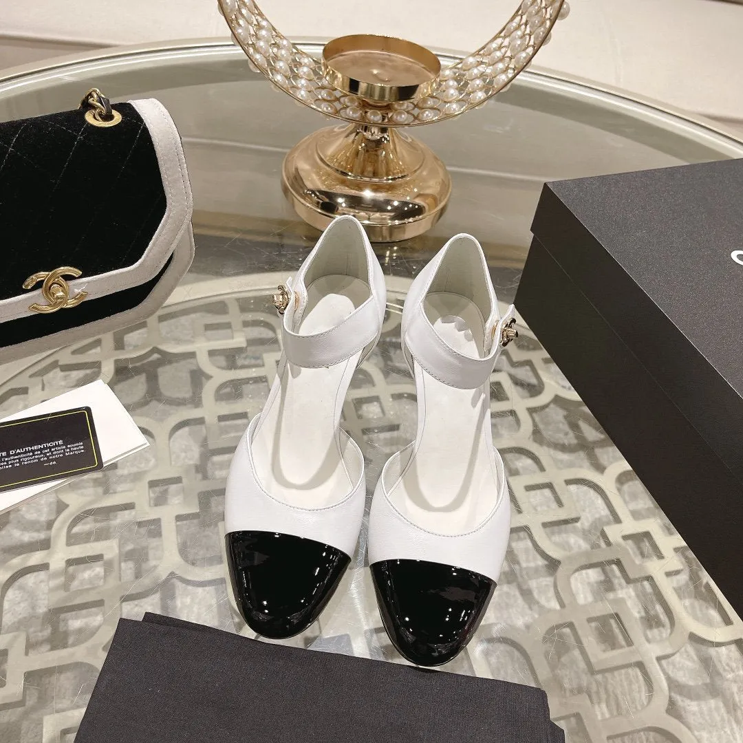 cc ballet 6cm white black wedge heel