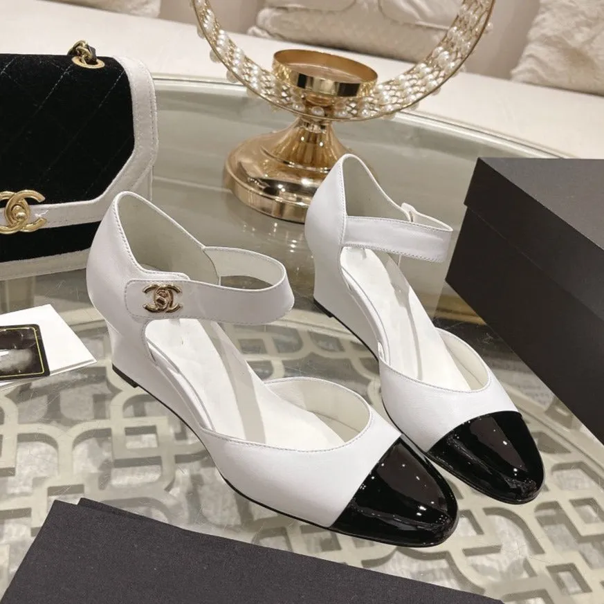 cc ballet 6cm white black wedge heel