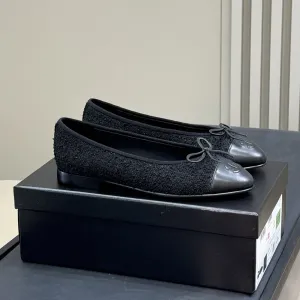 CC Classic Ballet Flats Black Fabric Mix Black Lambskin 282280