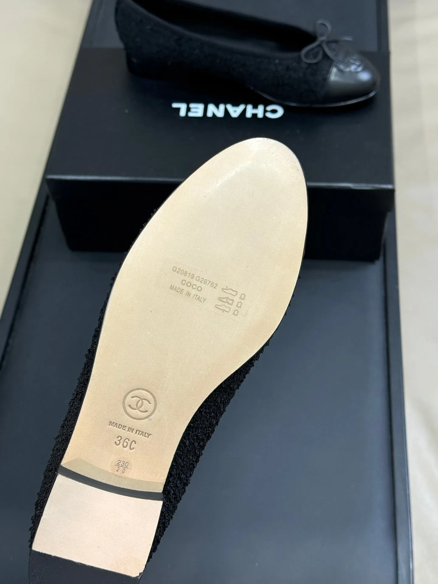 CC Classic Ballet Flats Black Fabric Mix Black Lambskin 282280