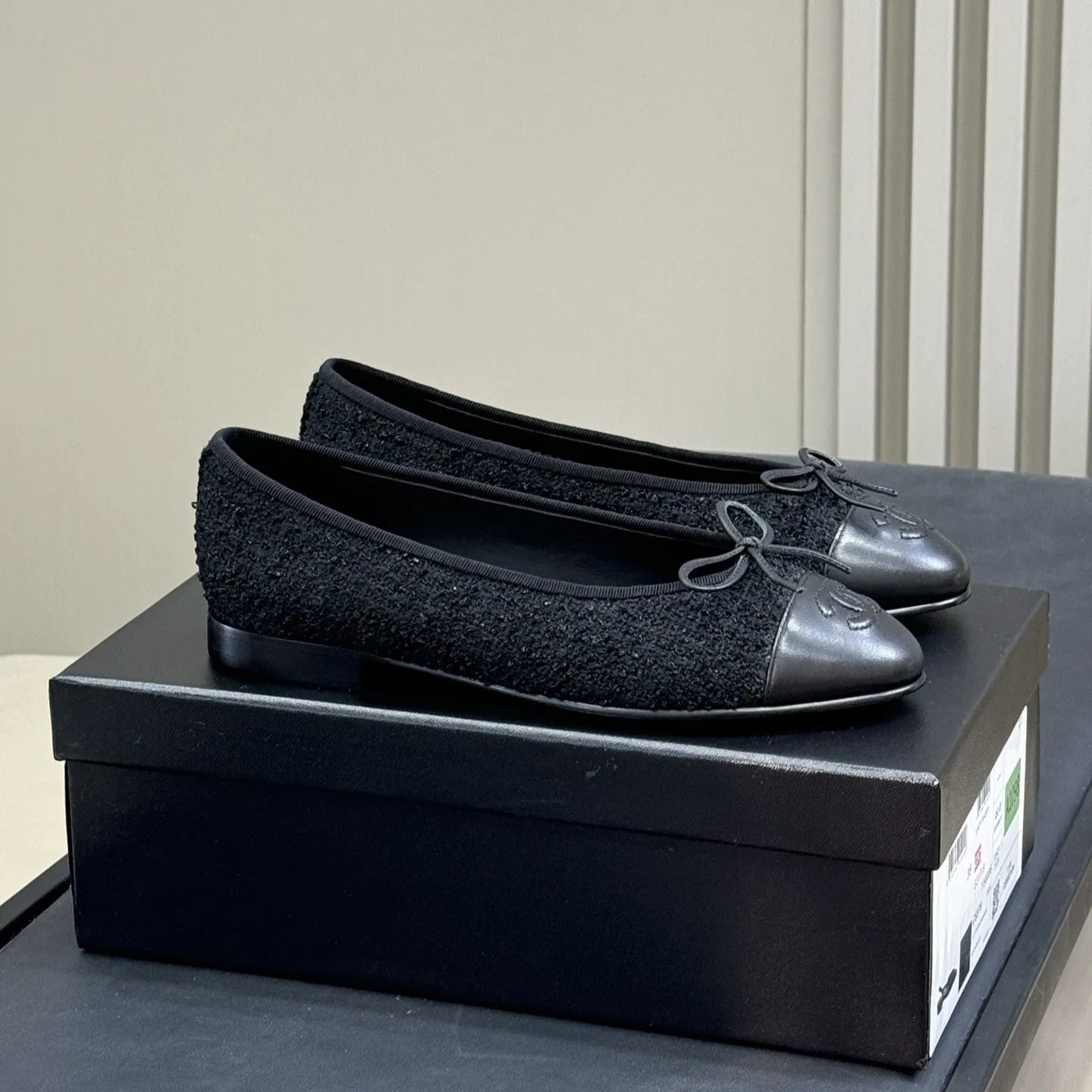 CC Classic Ballet Flats Black Fabric Mix Black Lambskin 282280