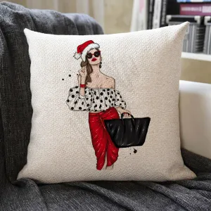 Christmas Themed Linen Pillowcase