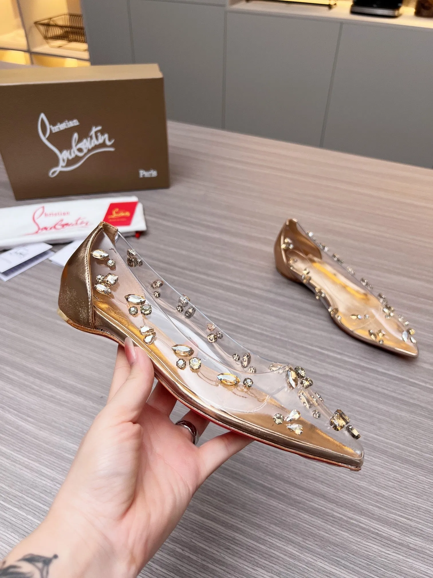 CL Ballet Flats PVC and Iridescent Nappa Leather 251049