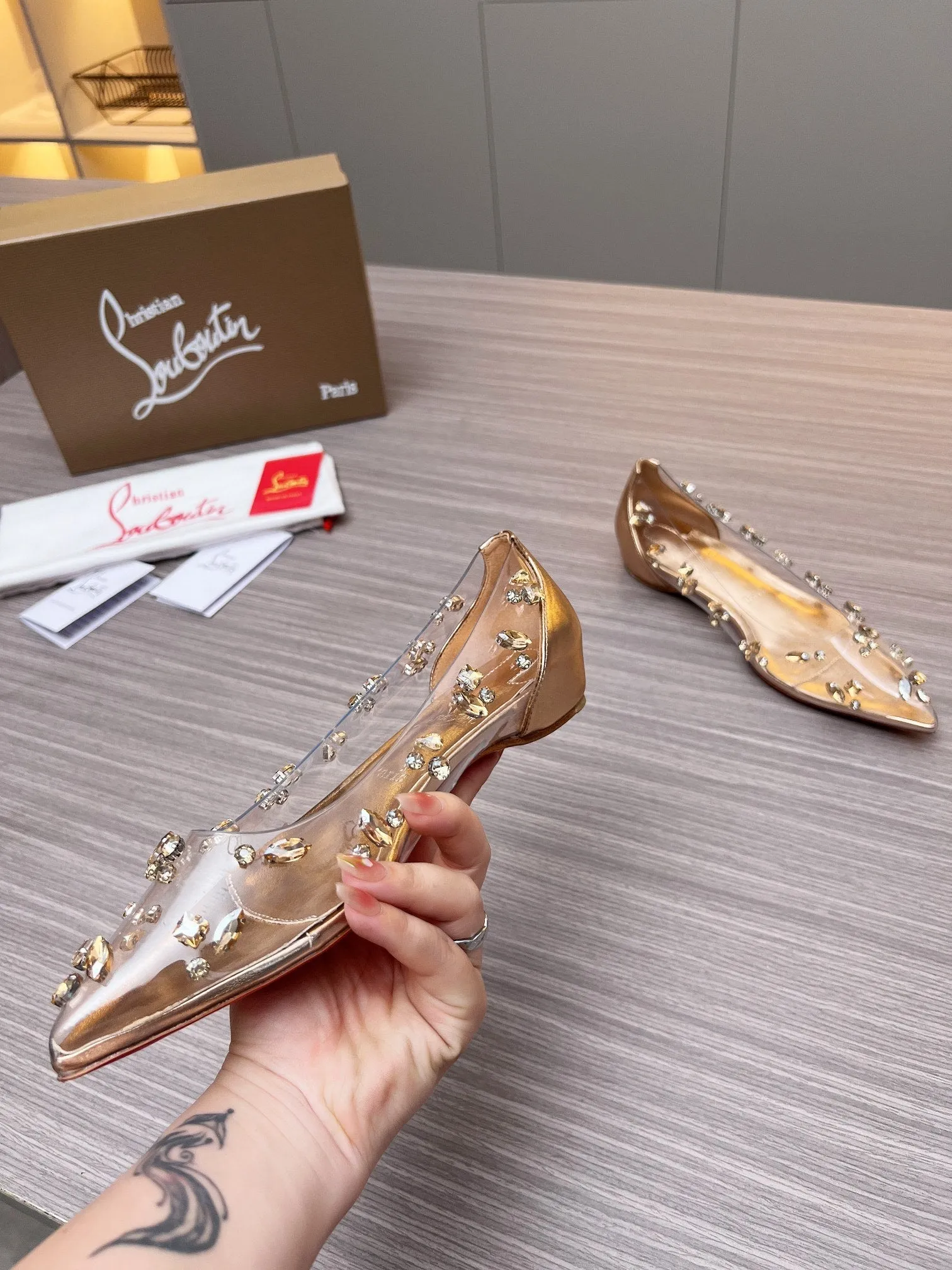 CL Ballet Flats PVC and Iridescent Nappa Leather 251049