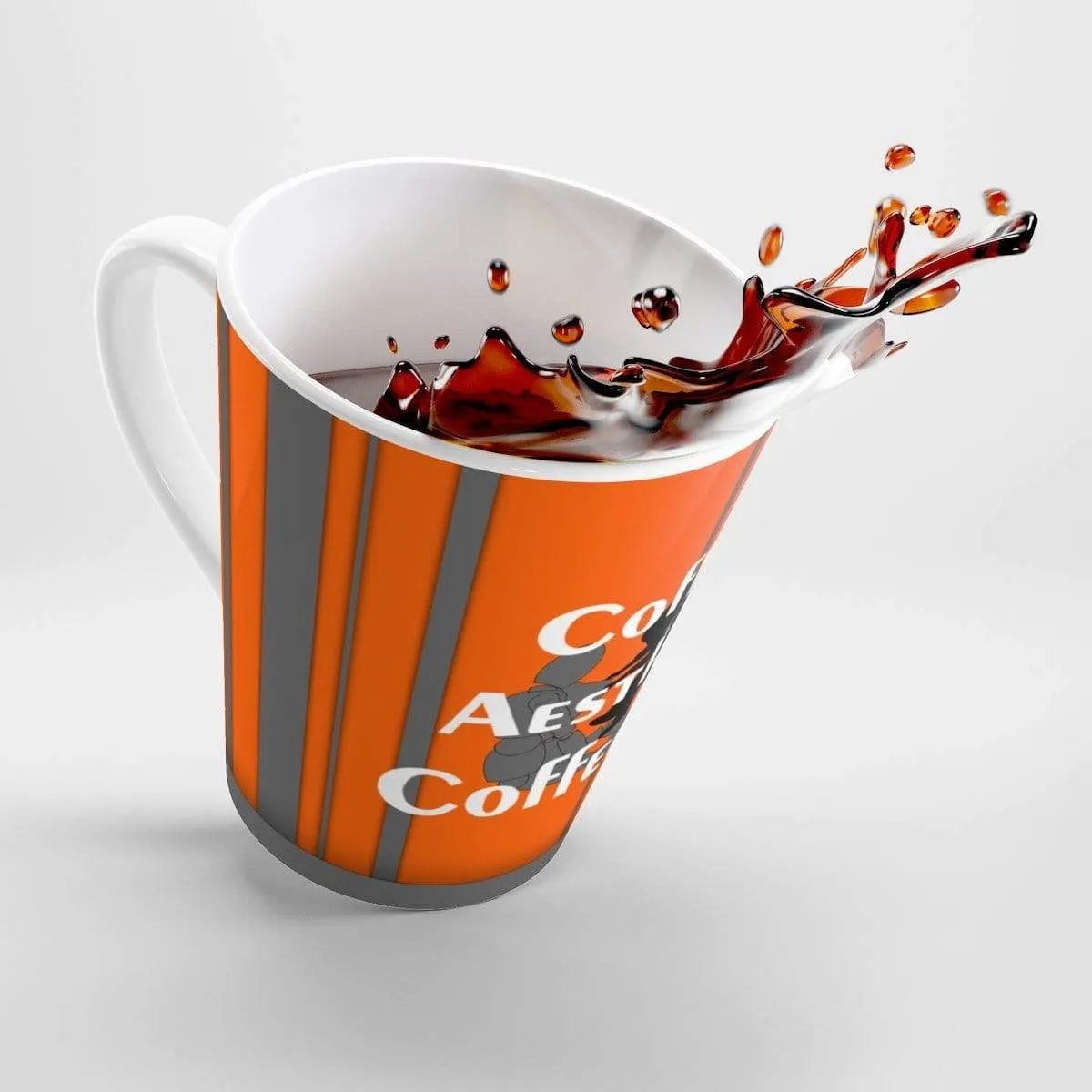 Coffee-Aesthetic.com Big Orange-Grey Latte mug
