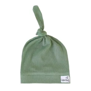 Copper Pearl Clover Rib Knit Top Knot Hat (0-4M)