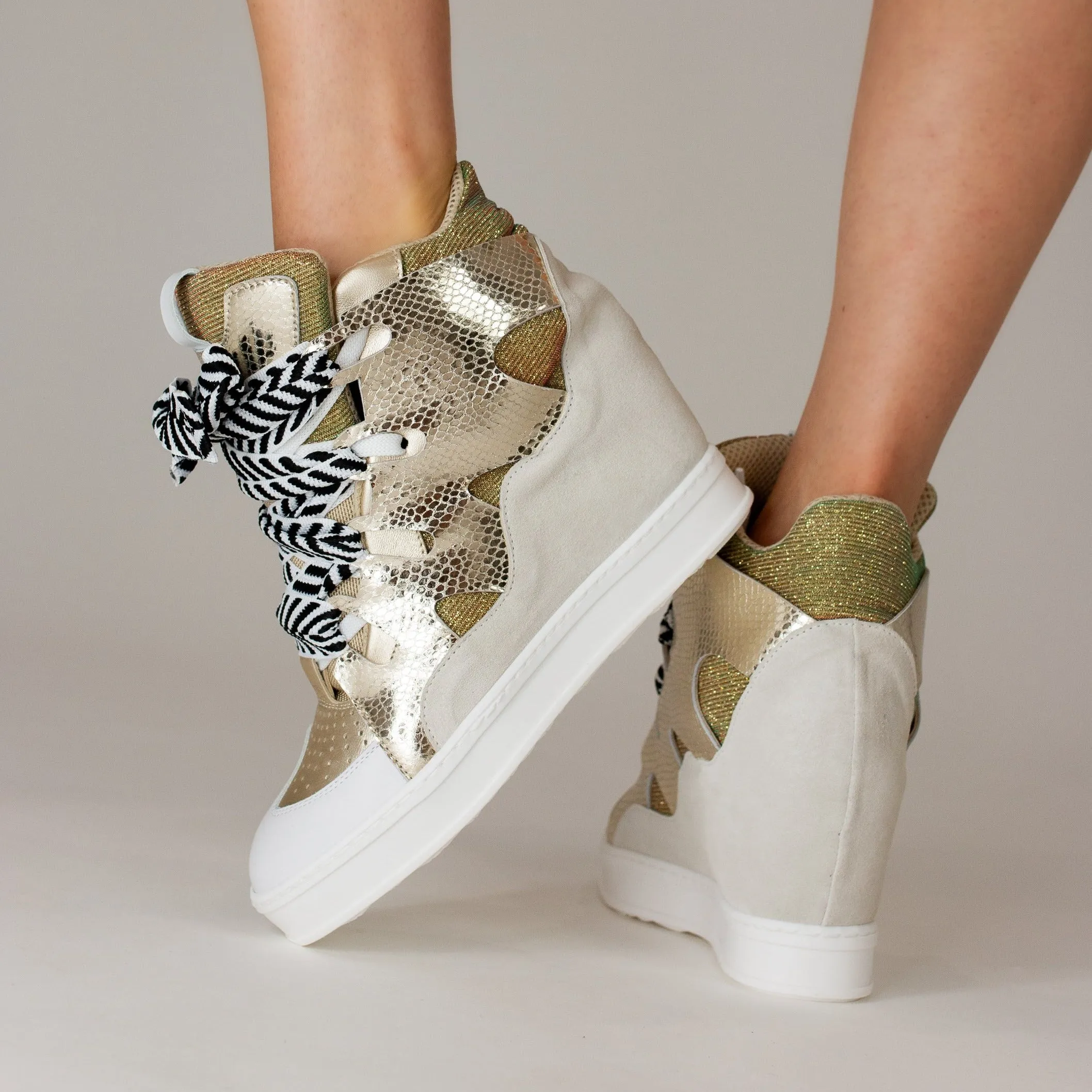 Courageous Gold Metallic Wedge Sneaker