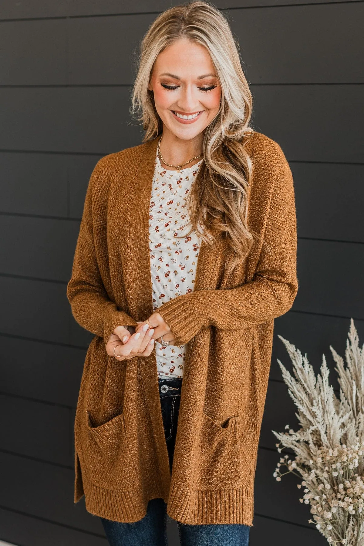 Cozy As Can Be Knit Cardigan- Amber