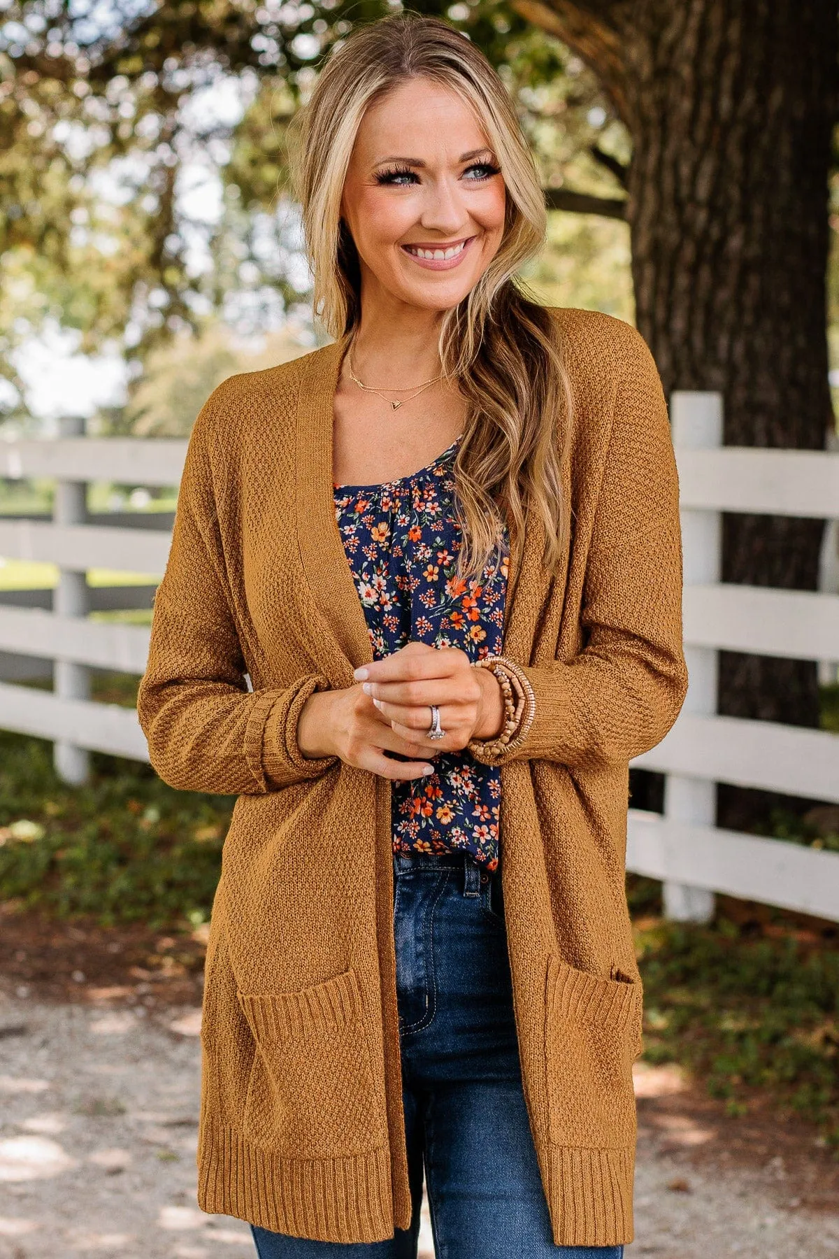 Cozy As Can Be Knit Cardigan- Amber