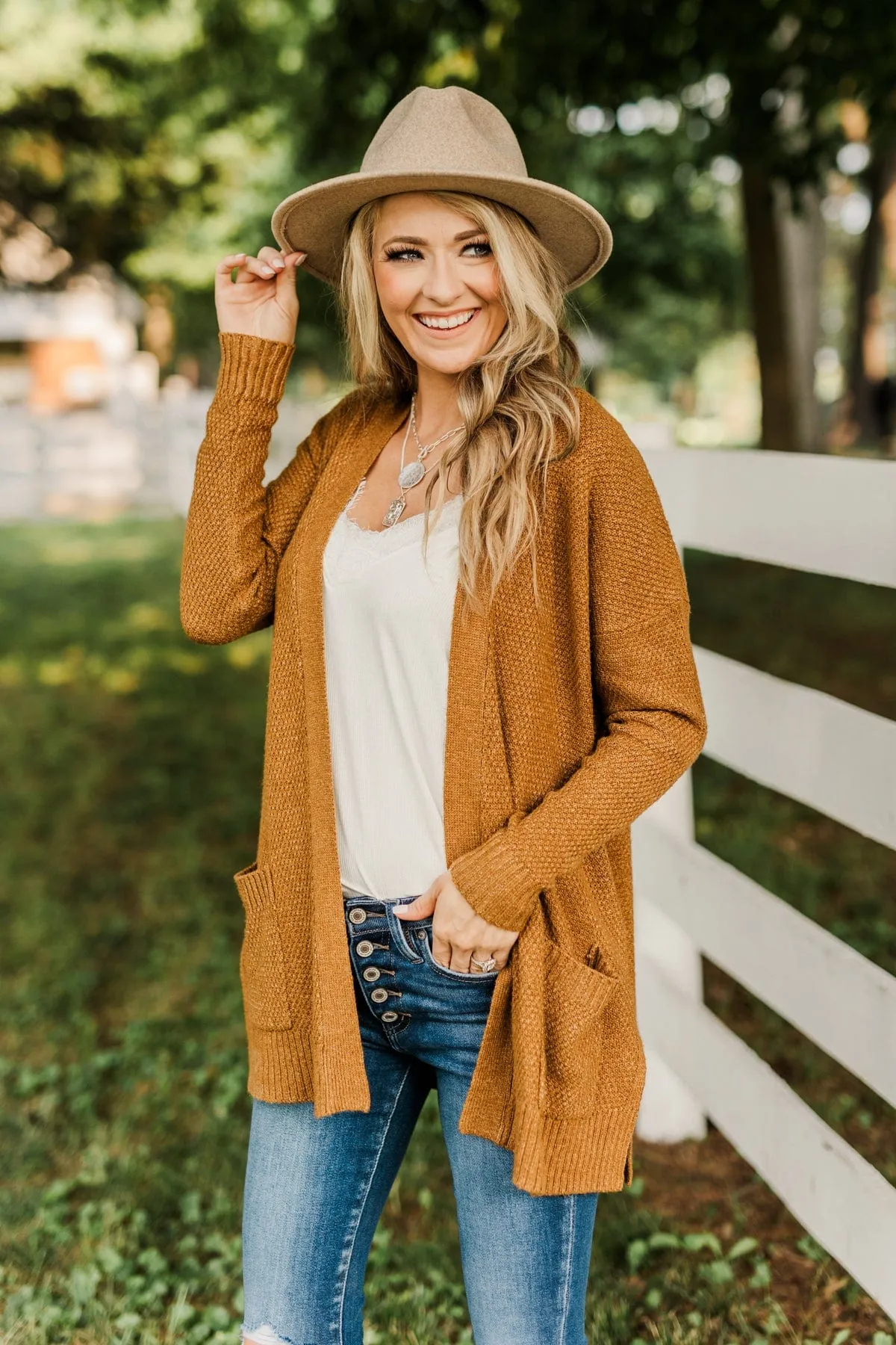 Cozy As Can Be Knit Cardigan- Amber