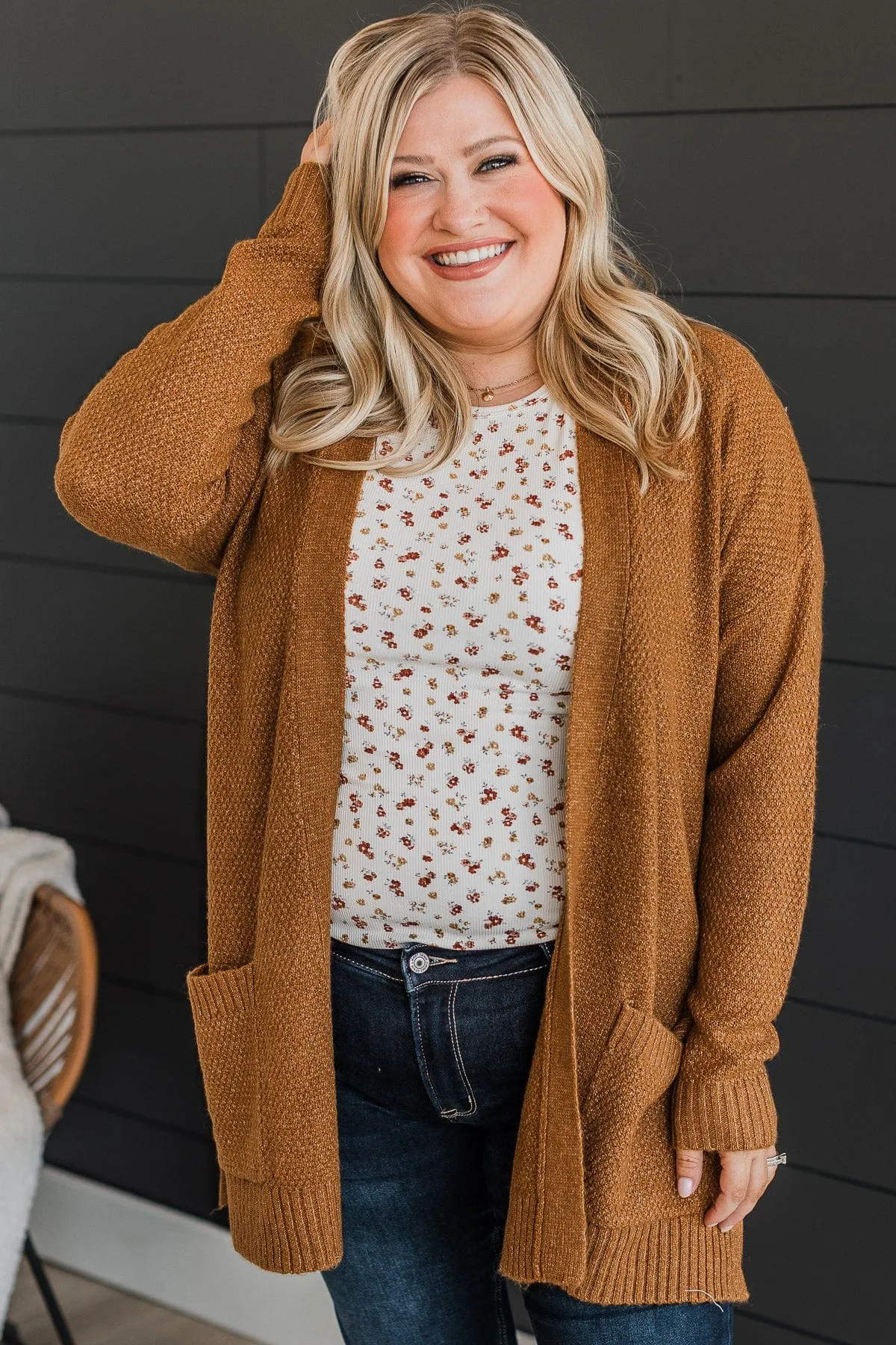Cozy As Can Be Knit Cardigan- Amber