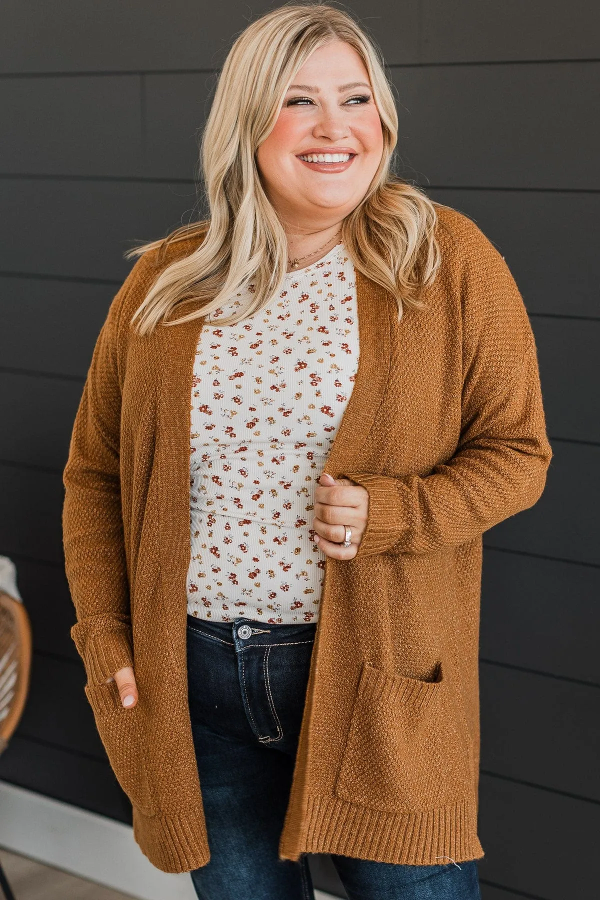Cozy As Can Be Knit Cardigan- Amber