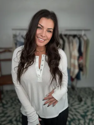 Cozy Moments Long Sleeve Top- Off White JT7511