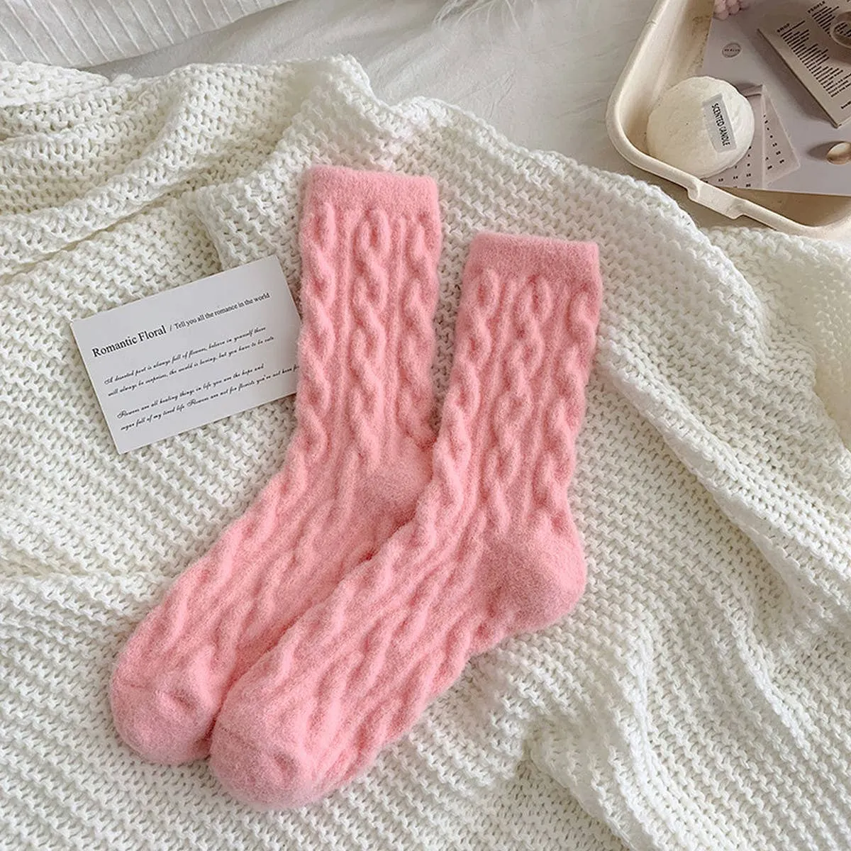 Cozy Thick Hemp Cable Knit Socks