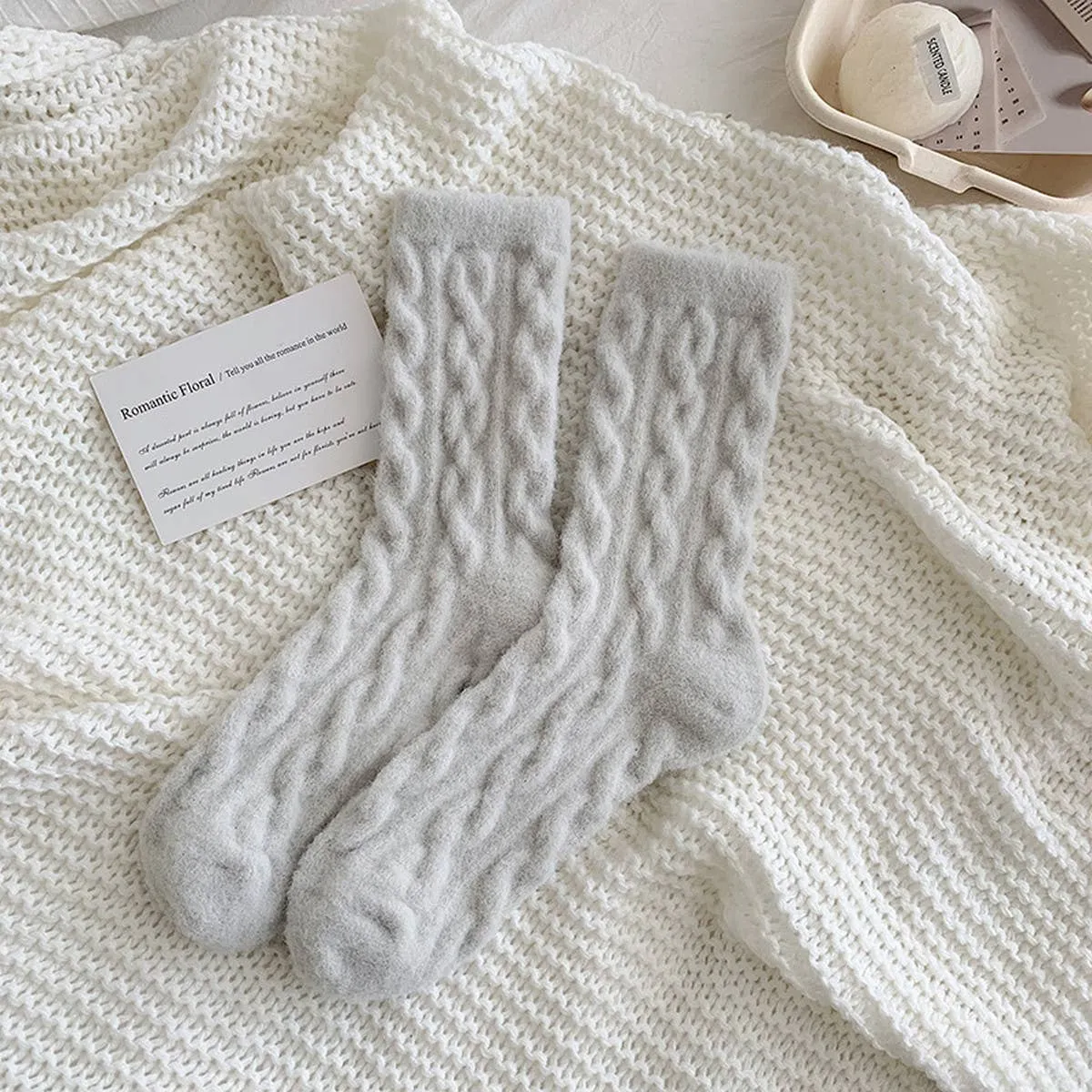 Cozy Thick Hemp Cable Knit Socks