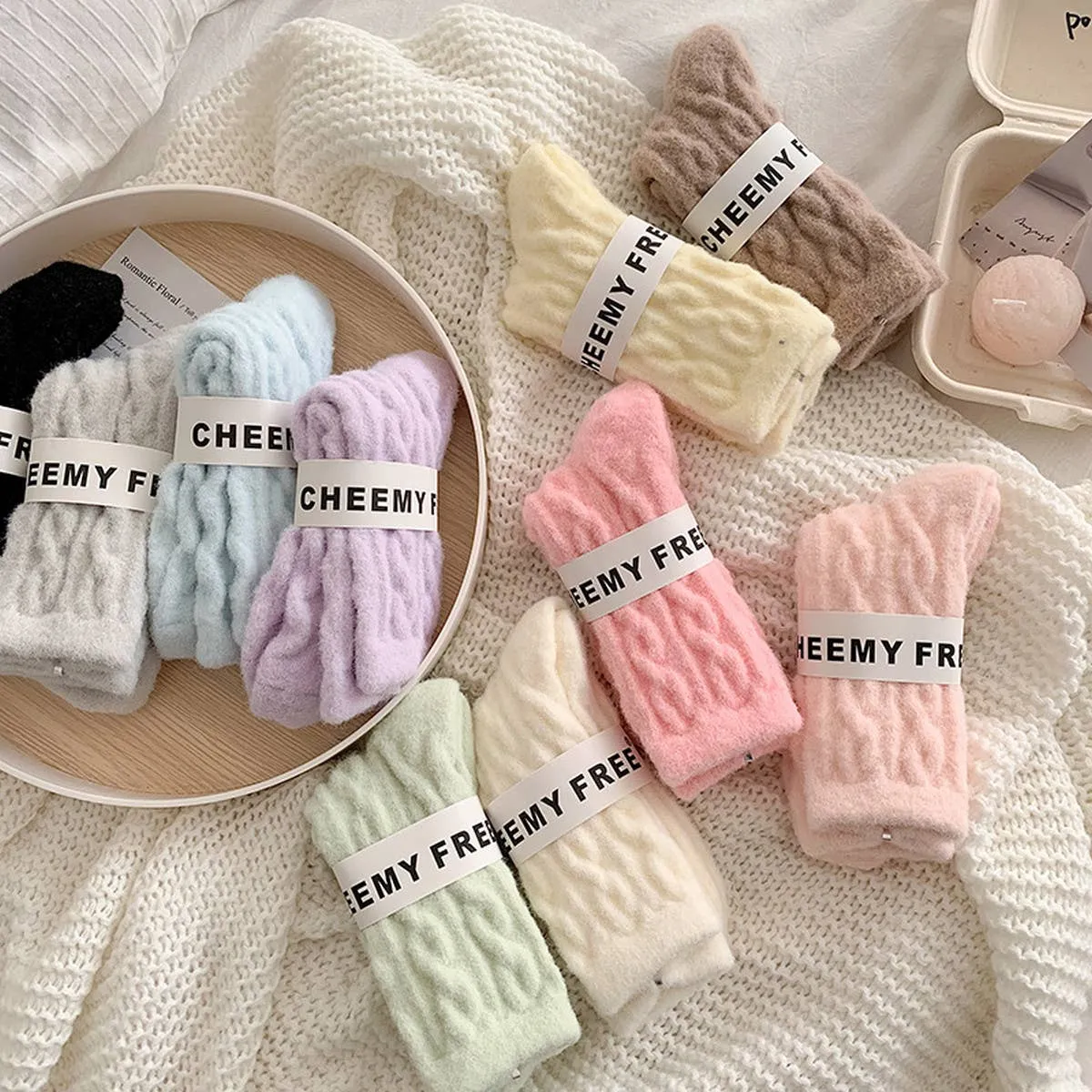Cozy Thick Hemp Cable Knit Socks