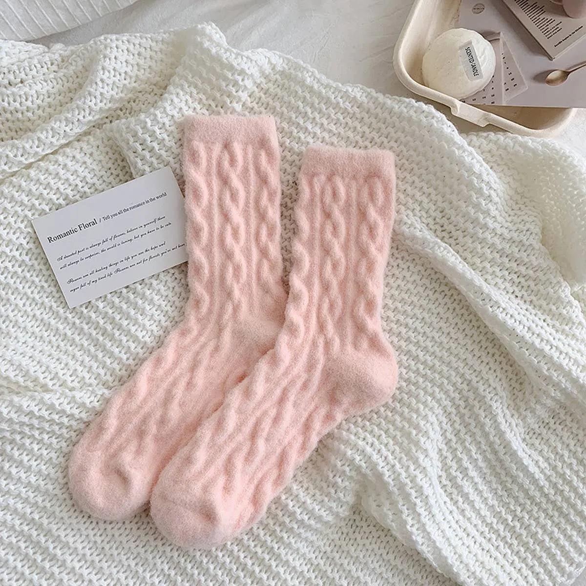 Cozy Thick Hemp Cable Knit Socks