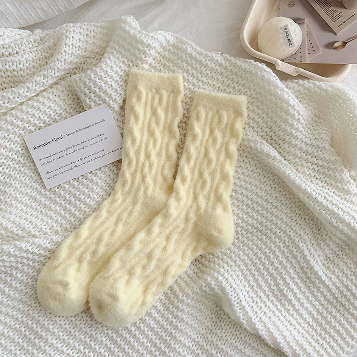 Cozy Thick Hemp Cable Knit Socks